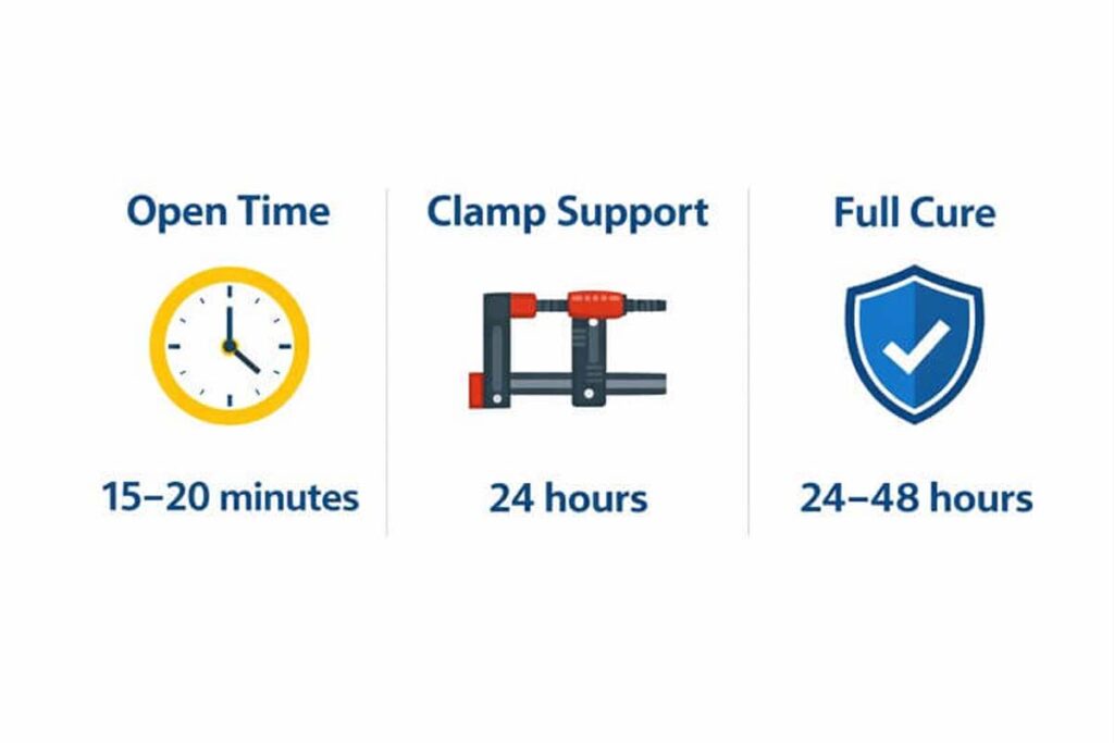 set clamp and cure timeline for polyurethane adhesive
