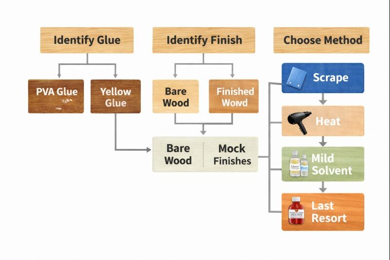 chart for choosing a safe glue removal method