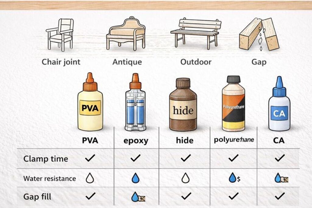 simple chart for choosing glue by repair type