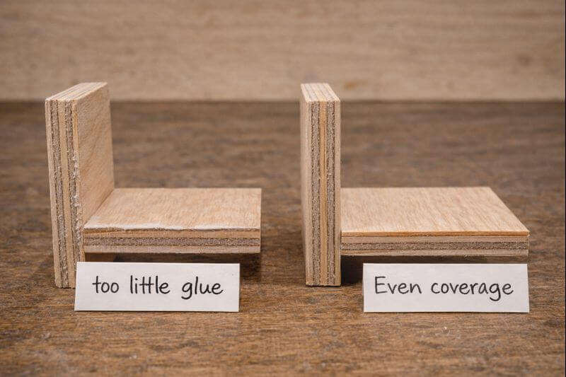 comparison of dry glue starved joint and proper glue line