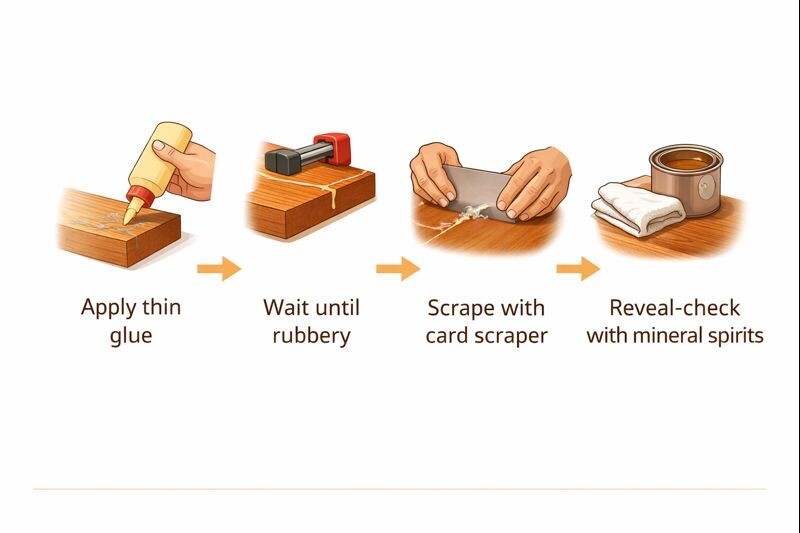 simple checklist infographic for clean glue up before staining
