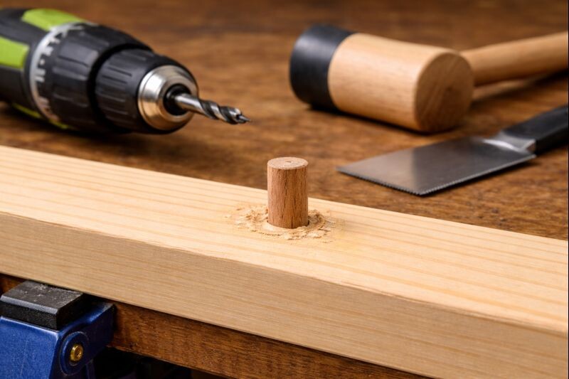 dowel plug repair ready for new pilot hole