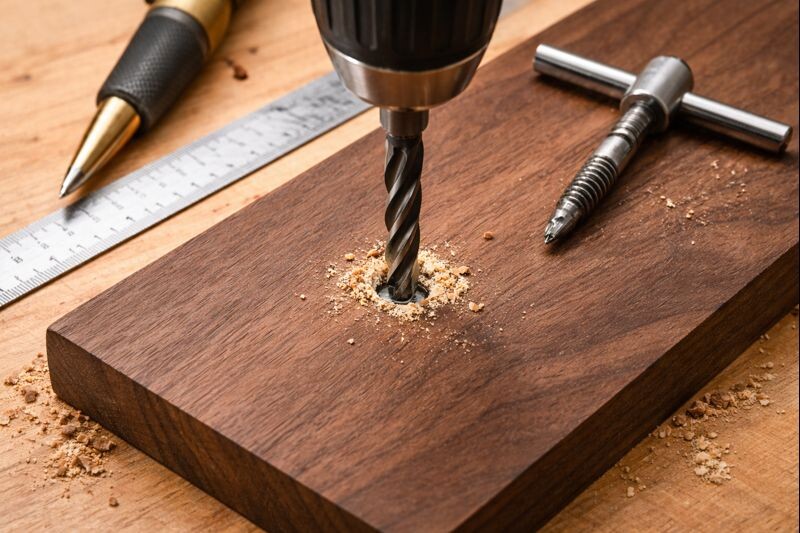 drilling a centered pilot hole for screw extractor