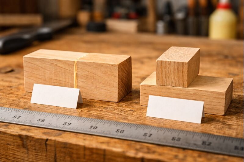long grain versus end grain glued joint comparison on workbench