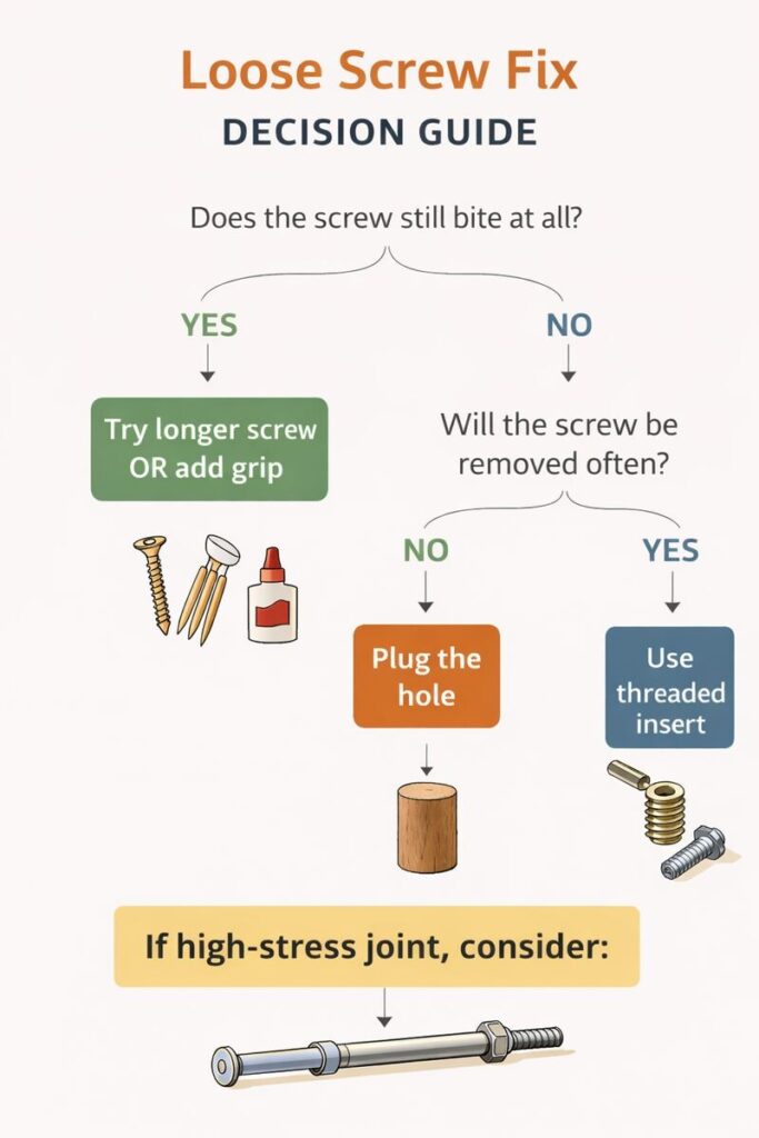 simple chart choosing the best screw hole repair