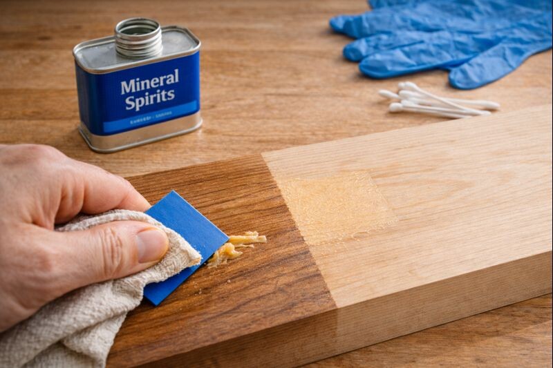 spotting hidden glue residue before staining wood