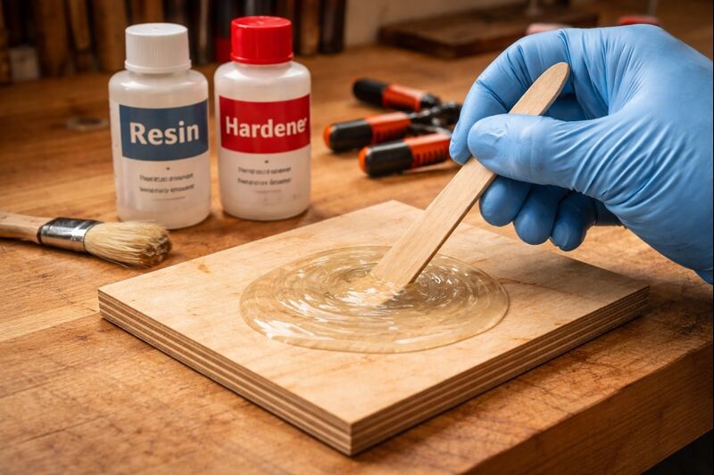 mixing two part epoxy before clamping