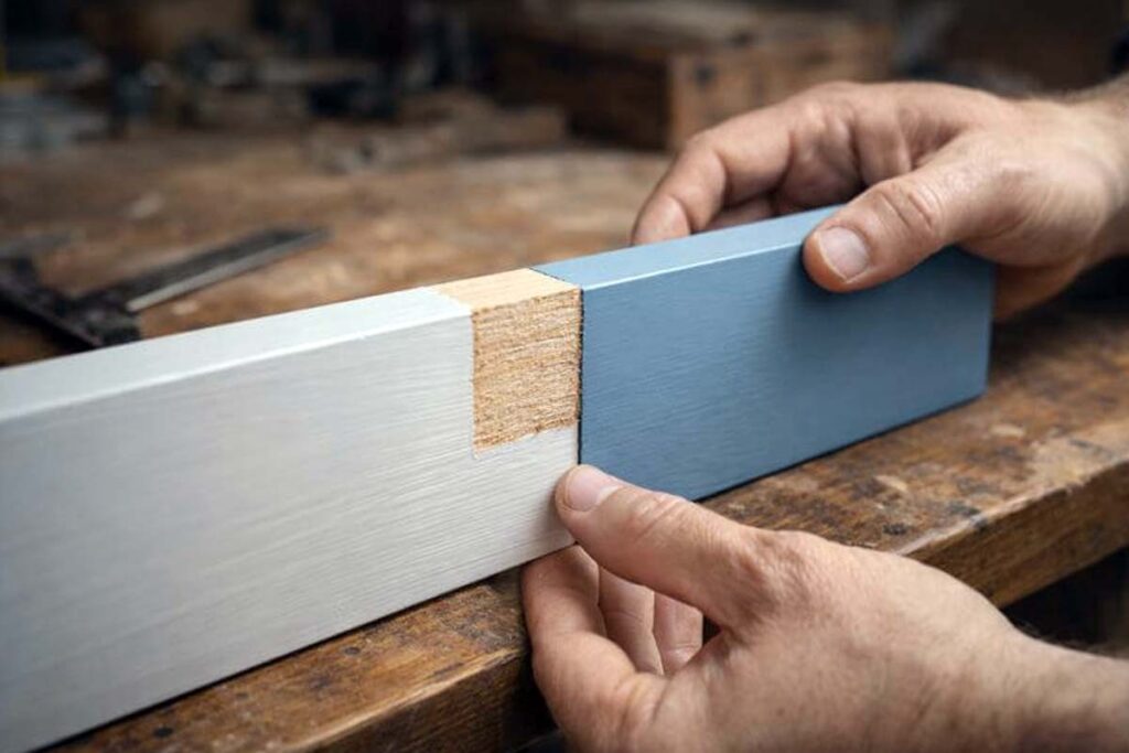 test fitting painted boards with sanded glue area