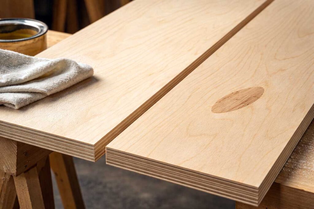 A grade and B grade maple plywood face comparison