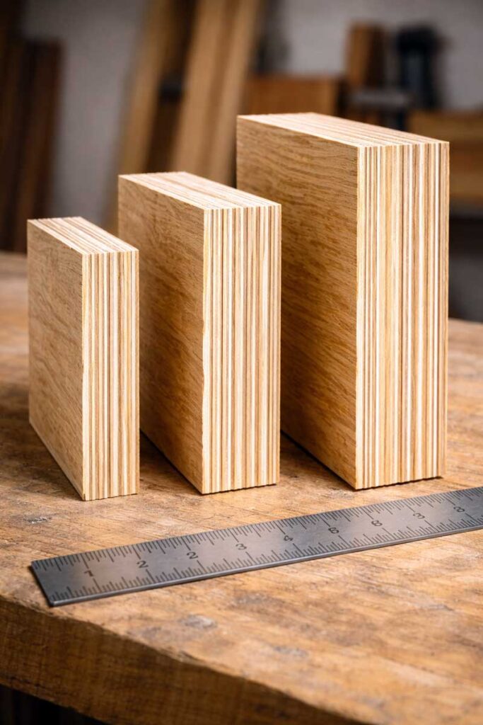 plywood cross section showing multiple plies