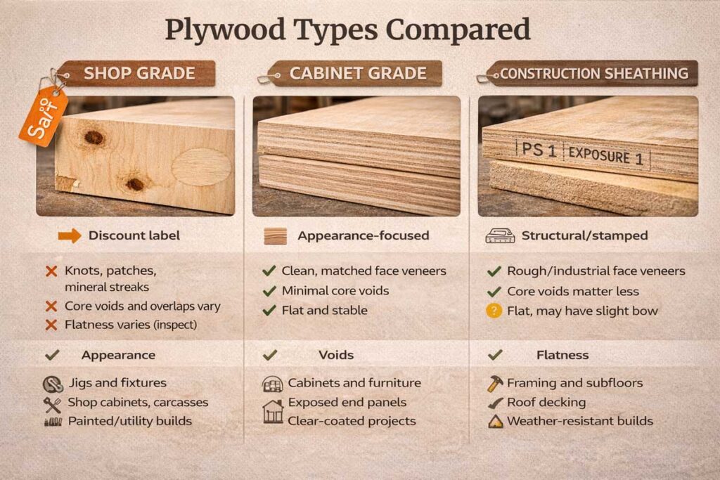 comparison chart of plywood grades and uses