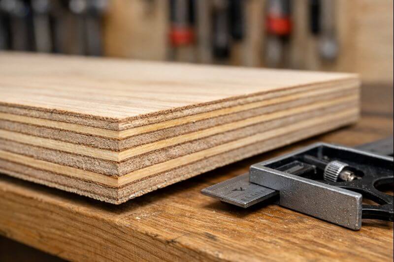 cross section of plywood showing layered veneers