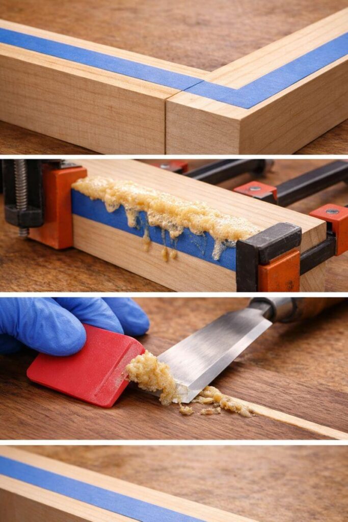 taped joint clamp foam slice and scrape cleanup steps