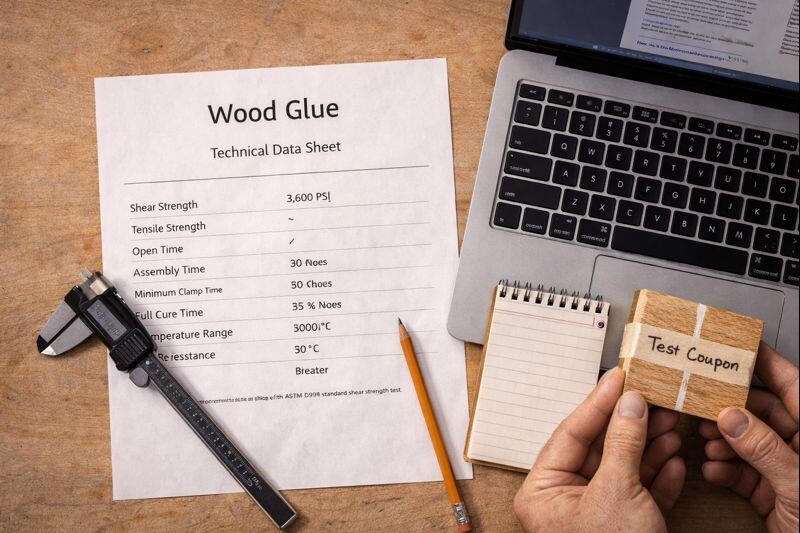 technical data sheet with simple shop measuring tools