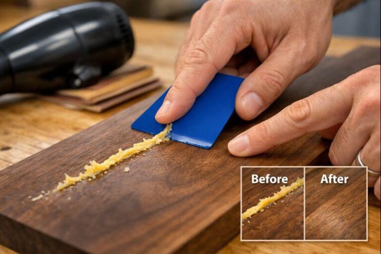 remove dried wood glue