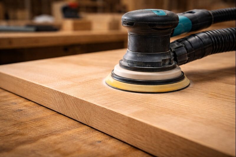 sanding a glued panel after curing for a flush smooth surface