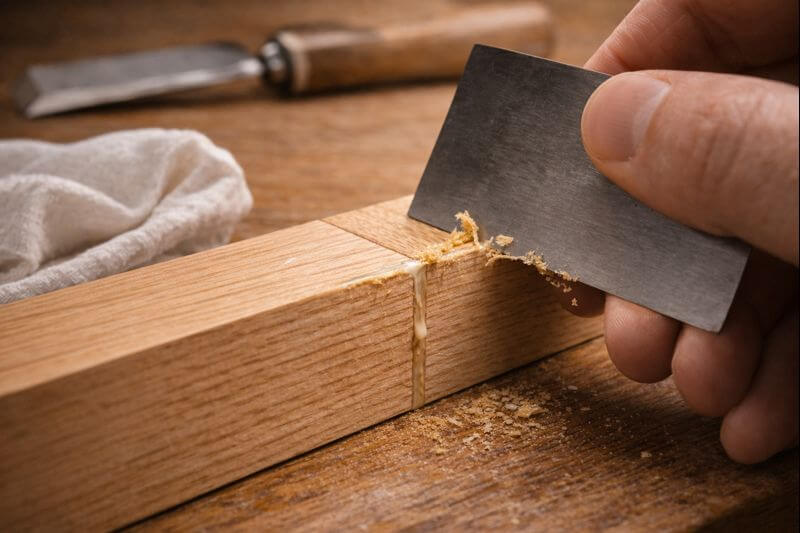 removing dried glue squeeze out before staining