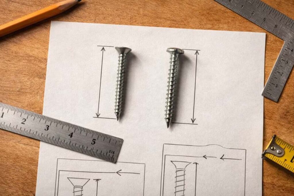measuring screw length for different head styles