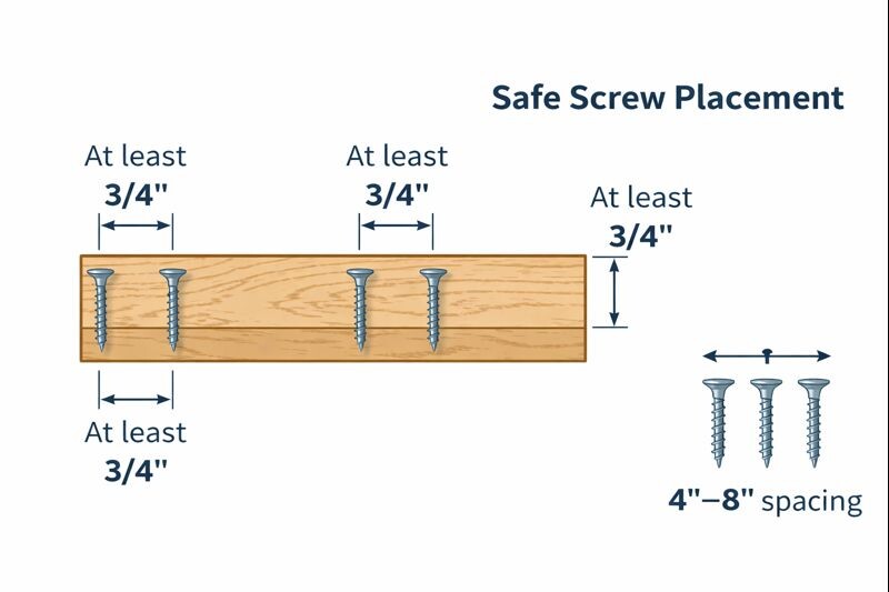 safe screw spacing and distance from board edges