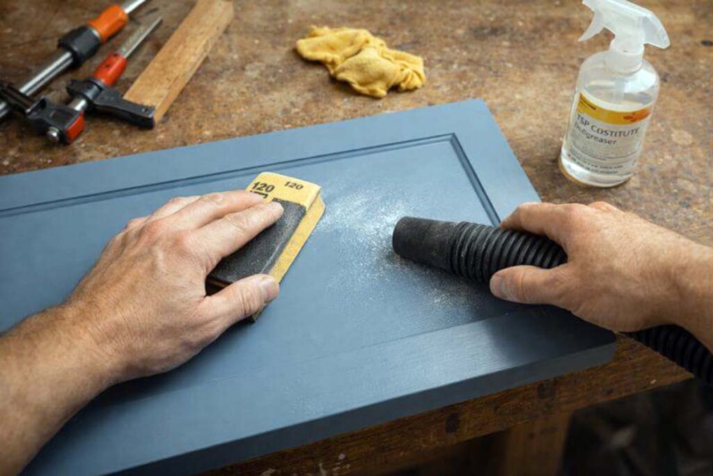 scuff sanding glossy paint before gluing wood