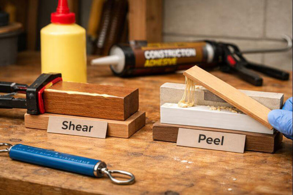 simple strength test of glued wood joint