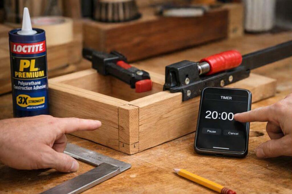 dry fit joint with clamps staged before gluing