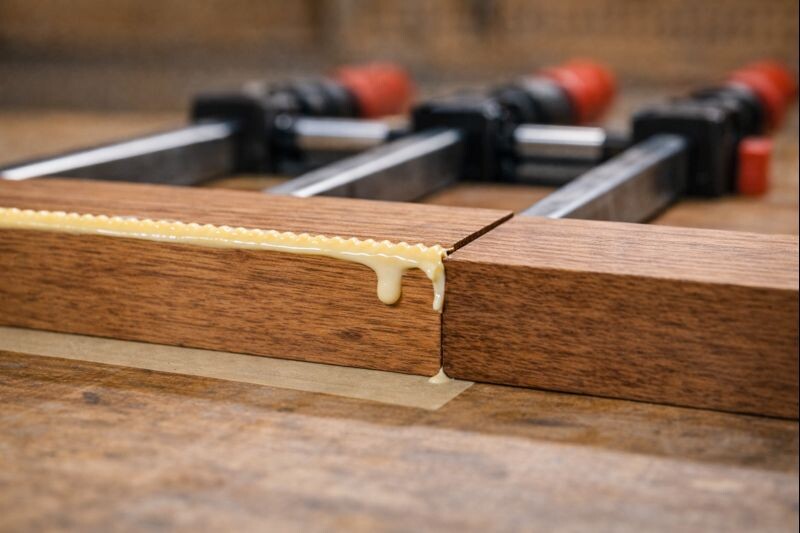 even glue film on hardwood edge with light squeeze out