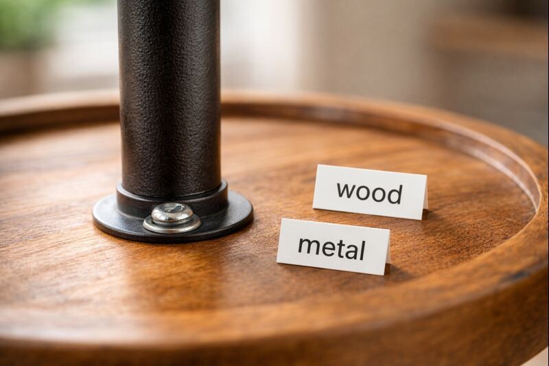 close up of wood tier and metal post connection