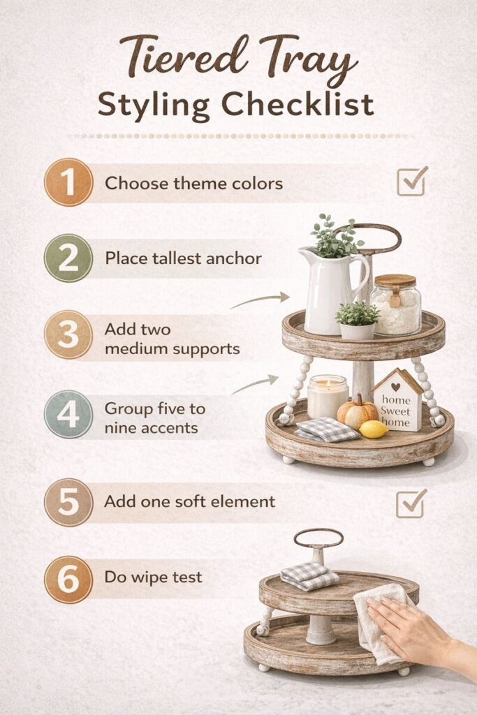 simple checklist for styling a tiered tray
