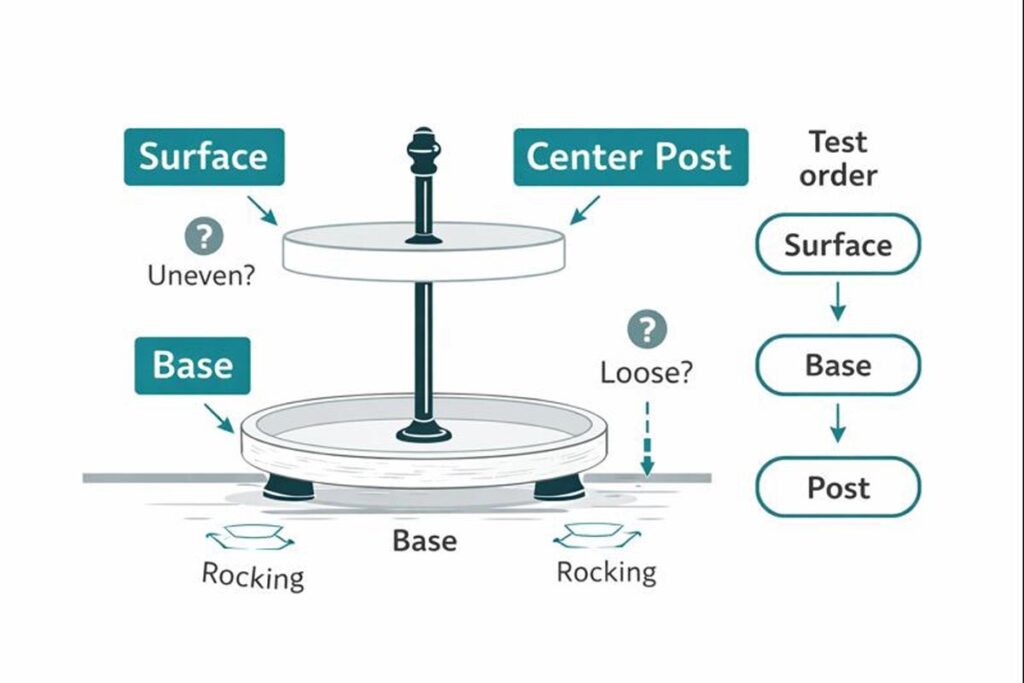 simple diagram showing surface base and center post wobble zones