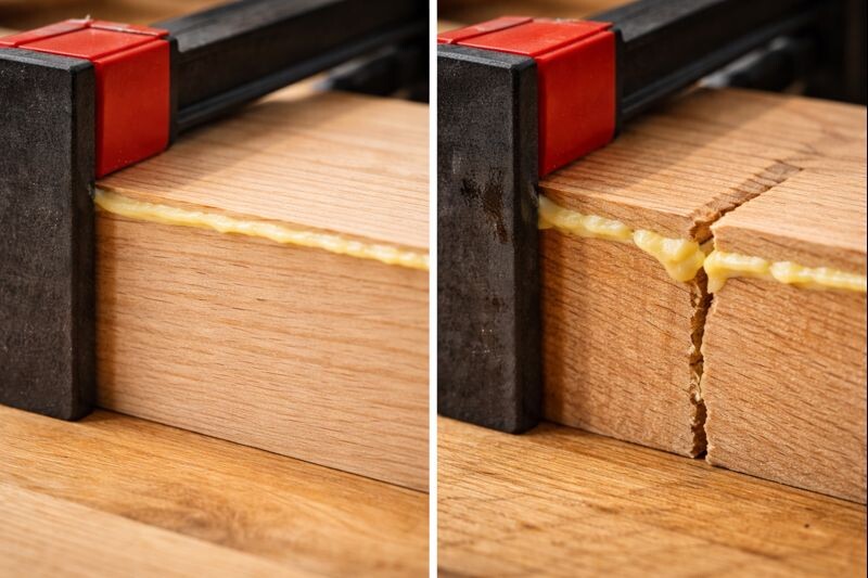 tight fitting joint compared to gapped joint closeup