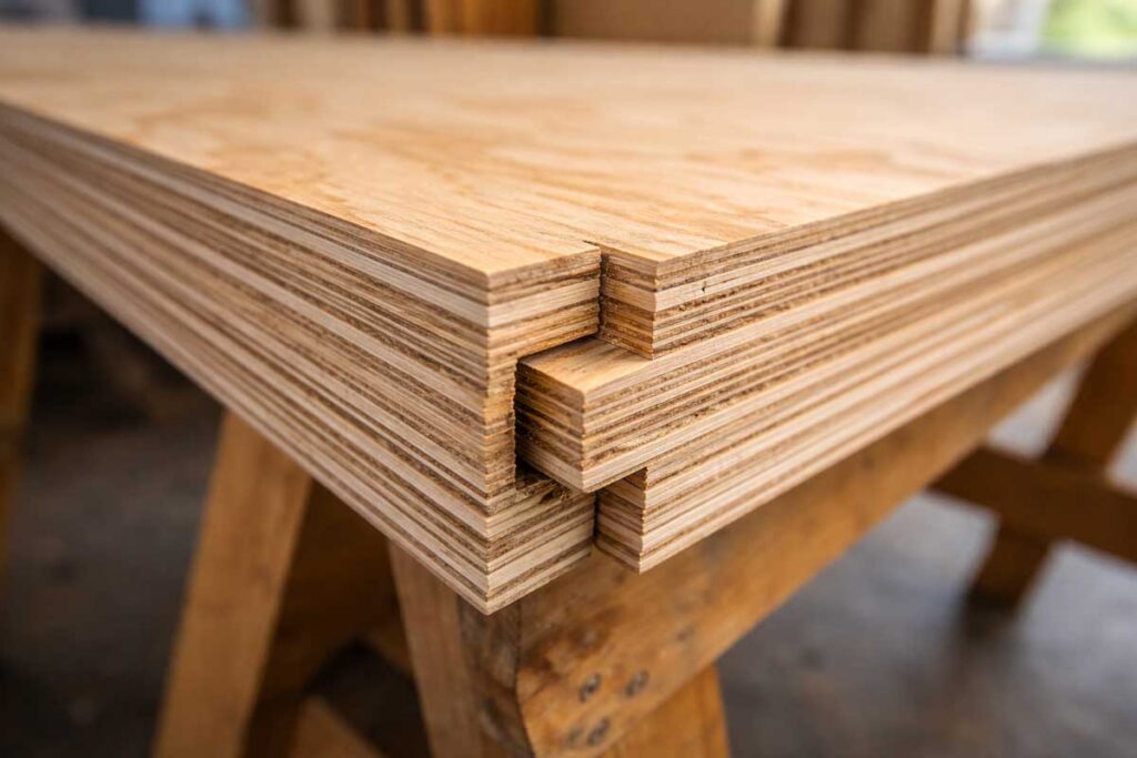 close up of tongue and groove plywood edge