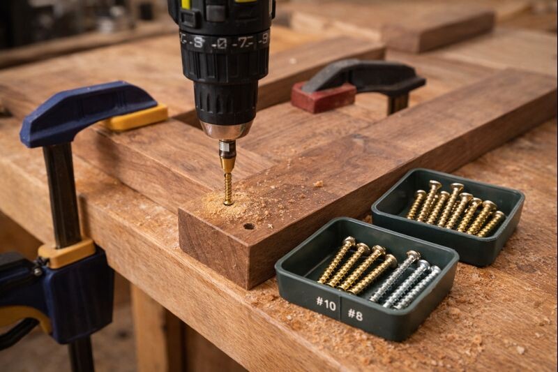 drilling pilot holes before driving wood screws