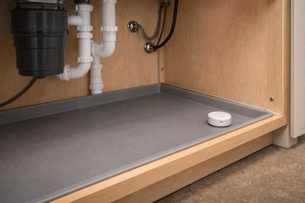 sink base drip tray edge sealing leak sensor