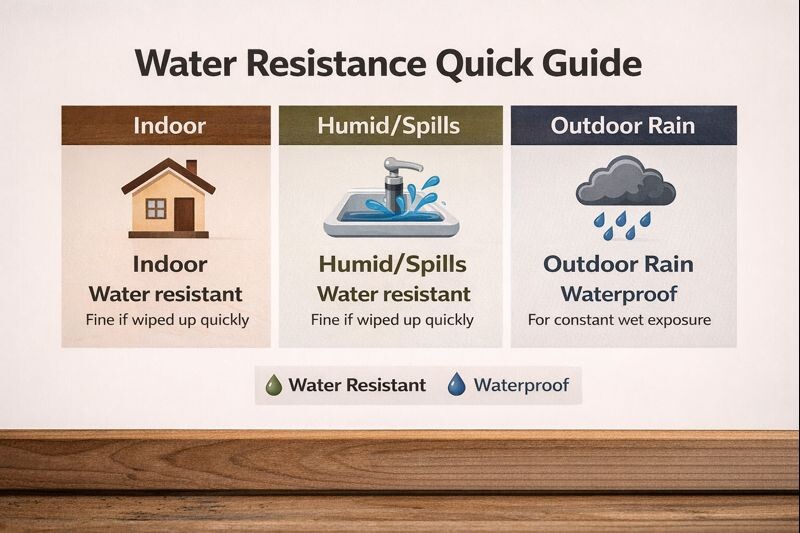 Simple chart for indoor humid and outdoor glue exposure