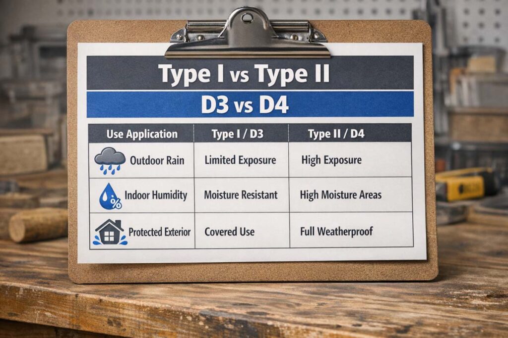 wood glue waterproof ratings chart