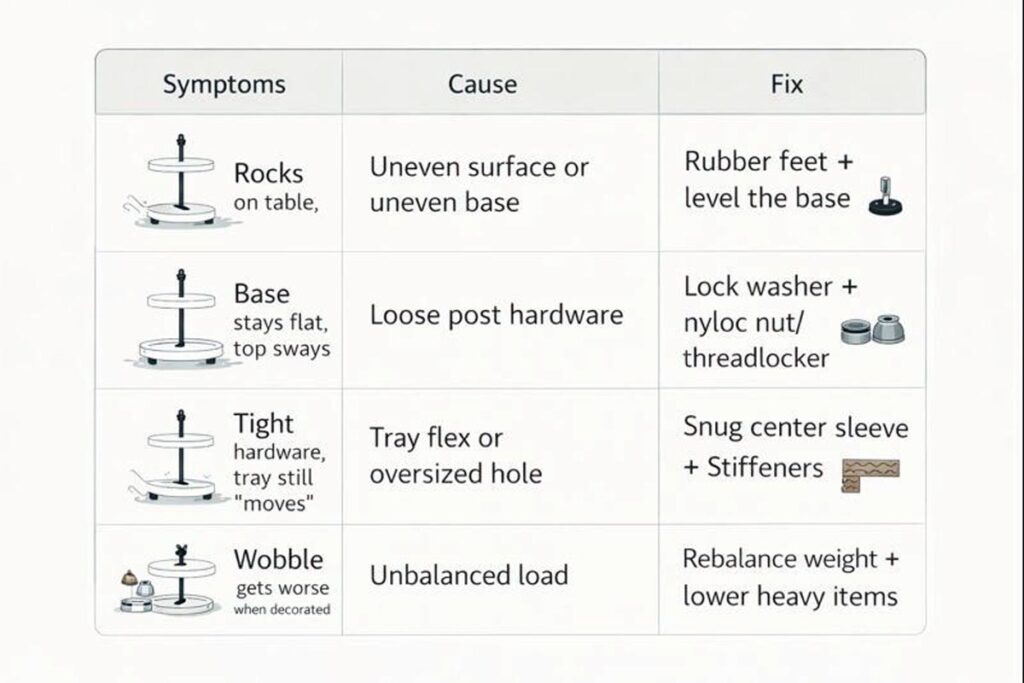 quick reference chart matching wobble symptoms to the right fixes