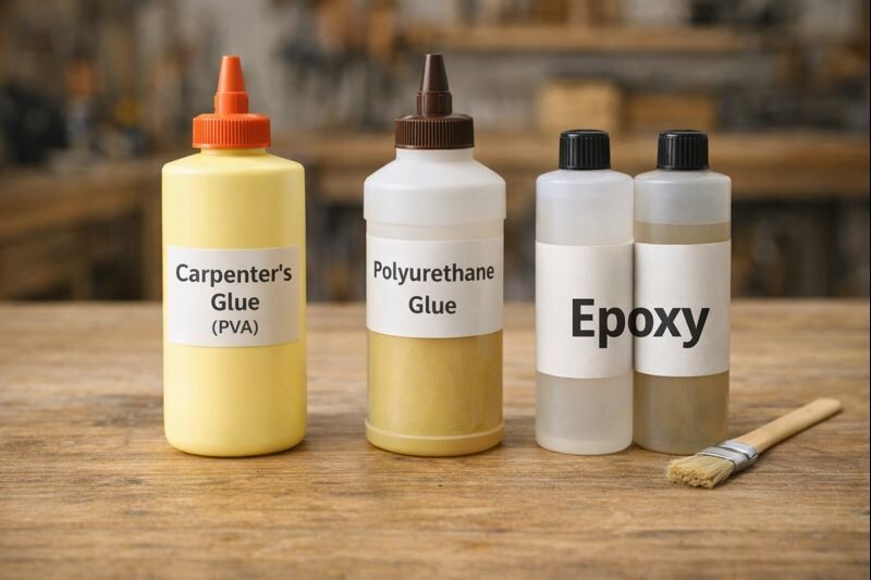 common woodworking glues on bench