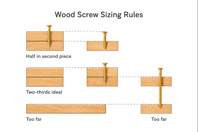 simple rules chart for choosing wood screw length