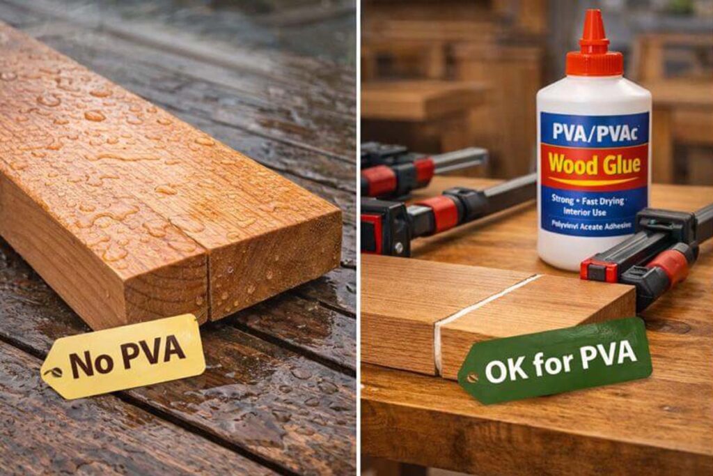outdoor wet board versus indoor clamped joint comparison