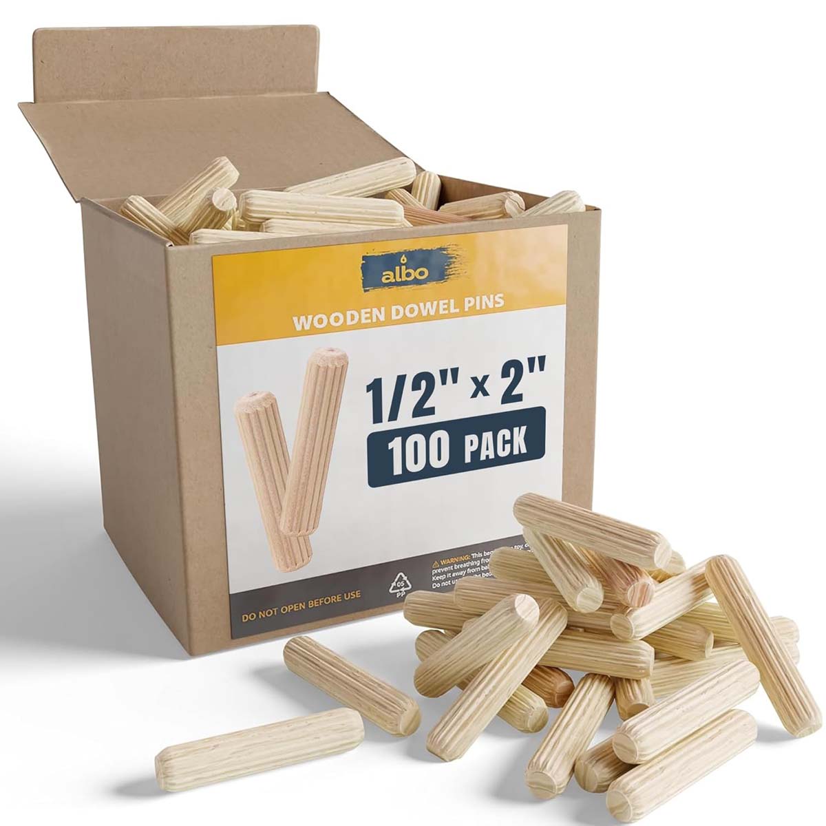 ALBO 2 inch Fluted Wood Dowels Rods