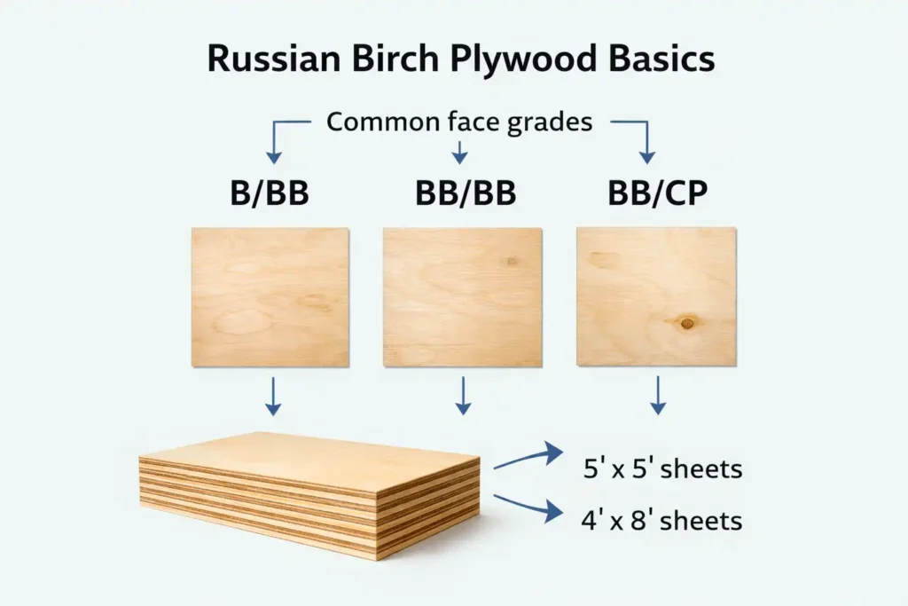simple chart explaining plywood grades and ply layers