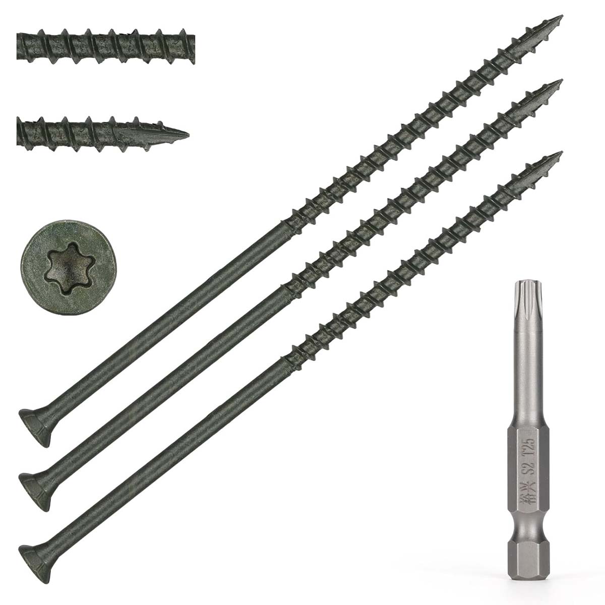 Bobibbi T25 Star Torx Drive Flat Head Deck Screws