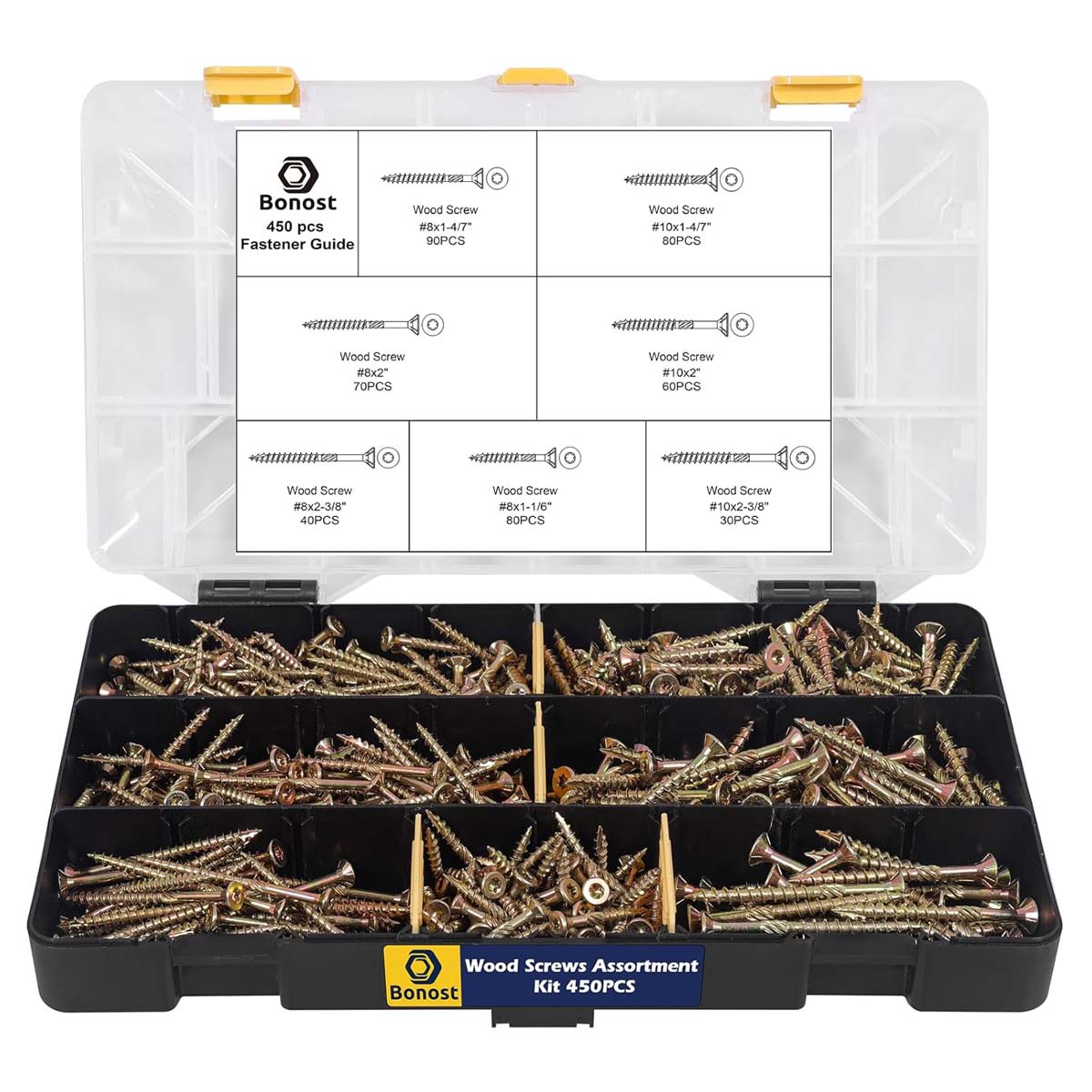 Bonost 450Pcs Wood Screws Assortment Kit