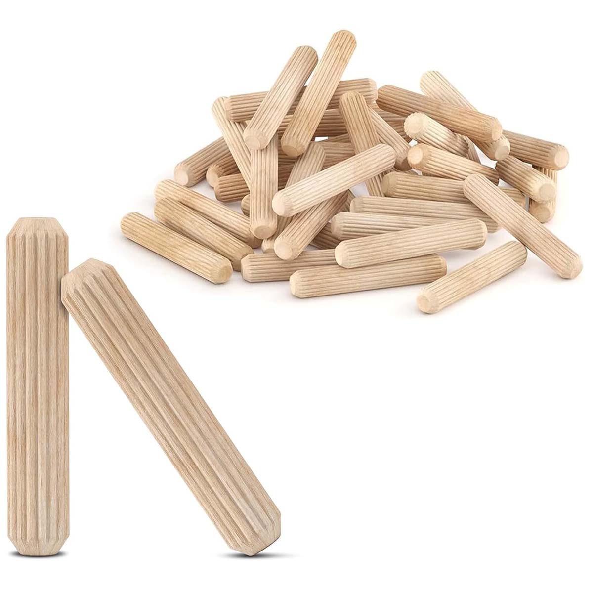 PXBBZDQ 2 Inch Fluted Grooved Hardwood Dowel Pins