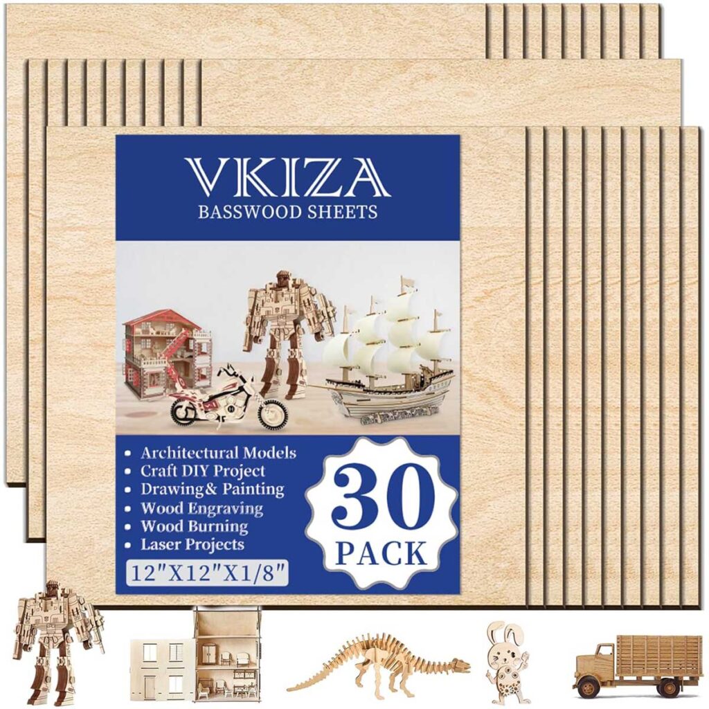 VKIZA 30 pack basswood sheets