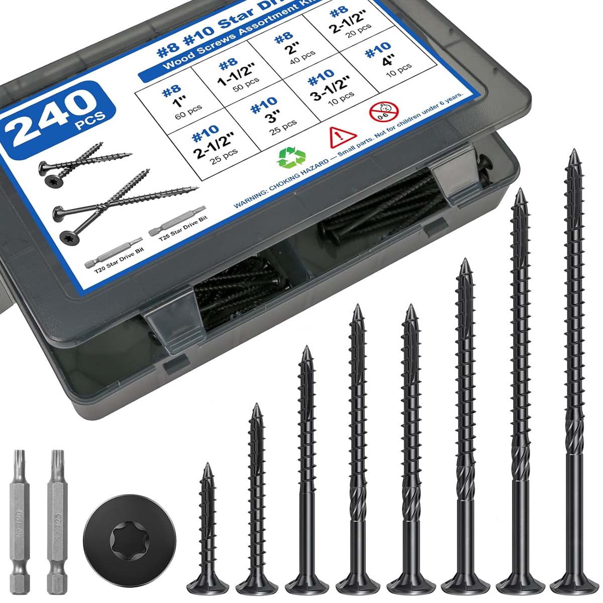 YLYEEU 240Pcs Wood Screws Assortment Kit