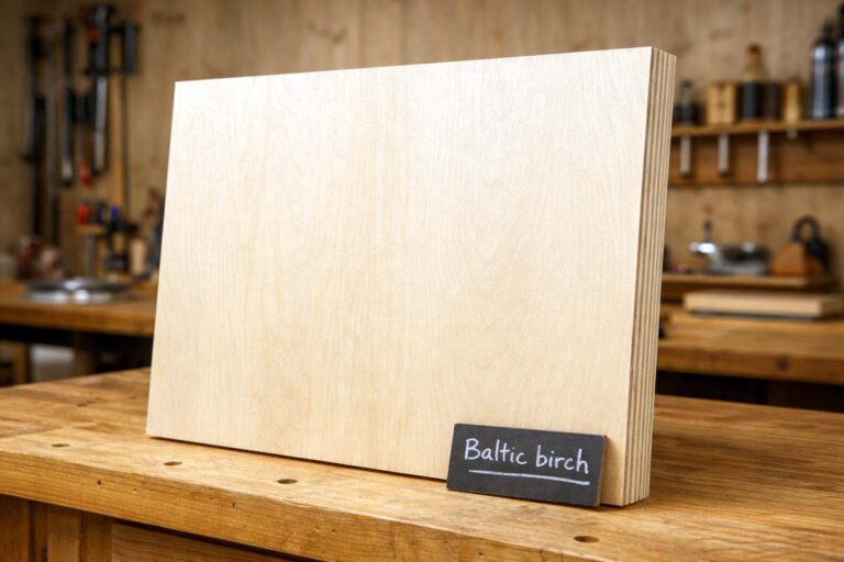 baltic birch plywood sheet on workbench