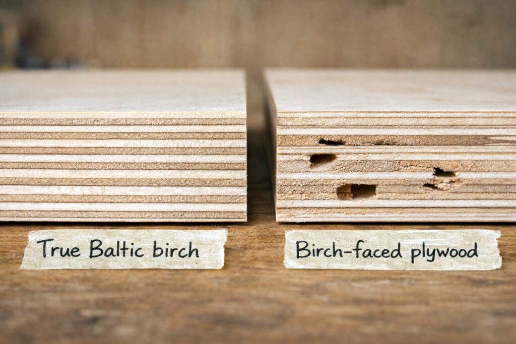 birch core panel compared with birch faced panel