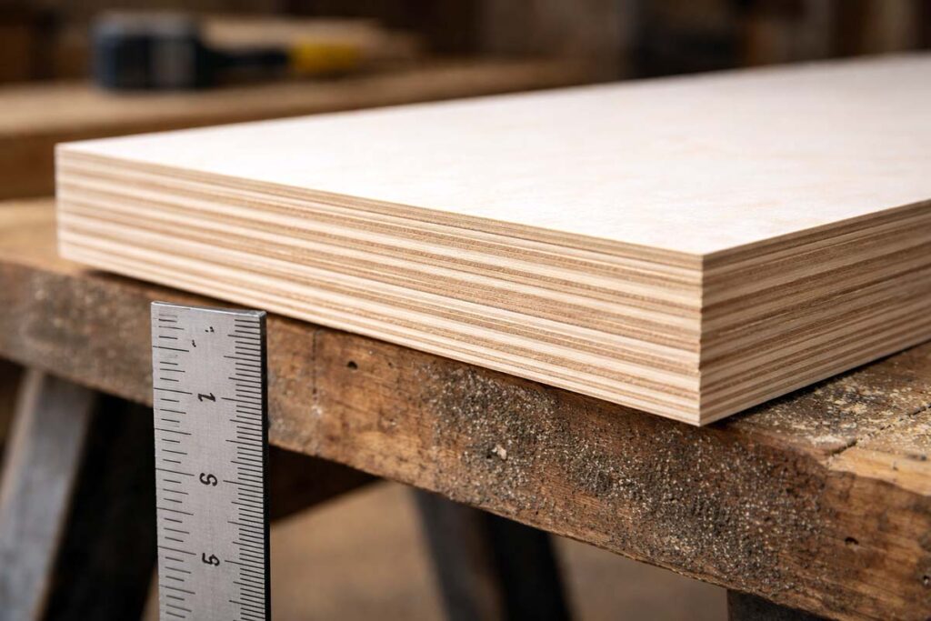 plywood layers on a cut edge